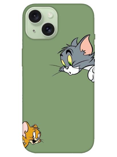 iPhone 15 Tom And Jerry Yeşil Telefon Kılıfı