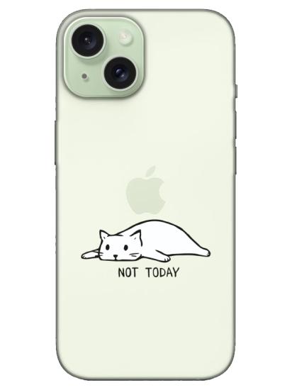 iPhone 15 Plus Not Today Kedi Şeffaf Telefon Kılıfı