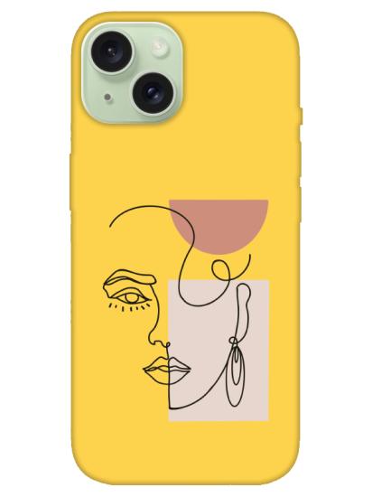 iPhone 15 Women Art Sarı Telefon Kılıfı