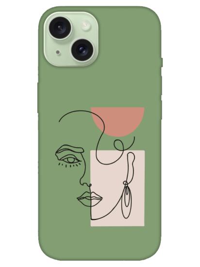 iPhone 15 Women Art Yeşil Telefon Kılıfı