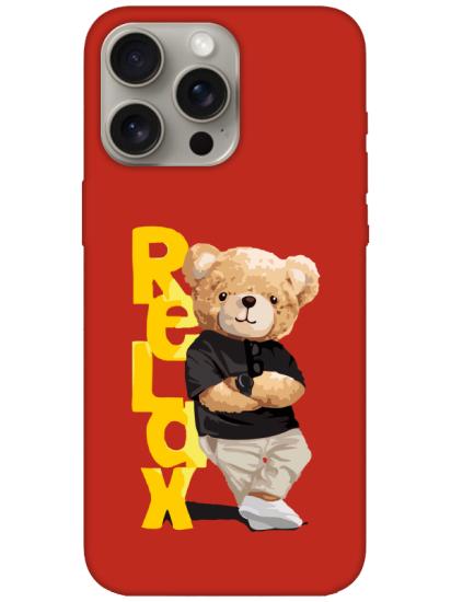 iPhone 15 Pro Teddy Bear Relax Kırmızı Telefon Kılıfı