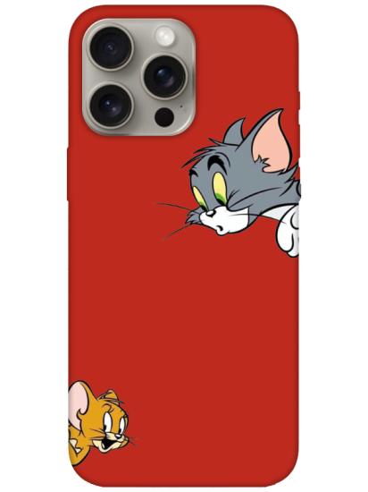 iPhone 15 Pro Max Tom And Jerry Kırmızı Telefon Kılıfı