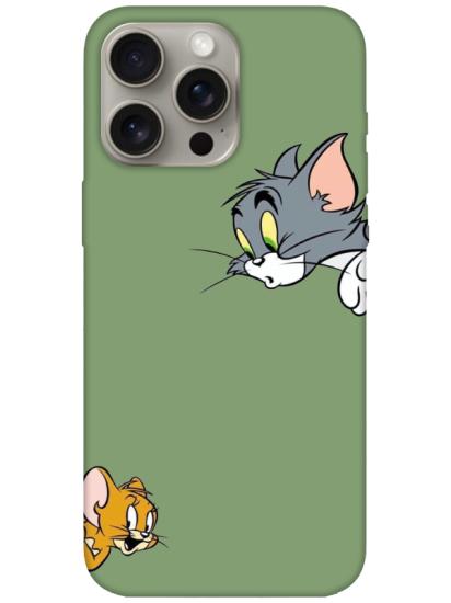 iPhone 15 Pro Tom And Jerry Yeşil Telefon Kılıfı