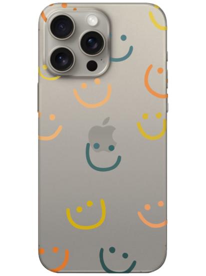 iPhone 15 Pro Emoji Gülen Yüz Şeffaf Telefon Kılıfı