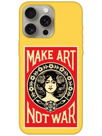 iPhone 15 Pro Make Art Not War Sarı Telefon Kılıfı