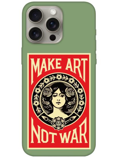 iPhone 15 Pro Max Make Art Not War Yeşil Telefon Kılıfı