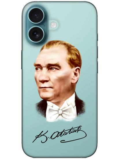 iPhone 16 Atatürk İmzalı Şeffaf Telefon Kılıfı