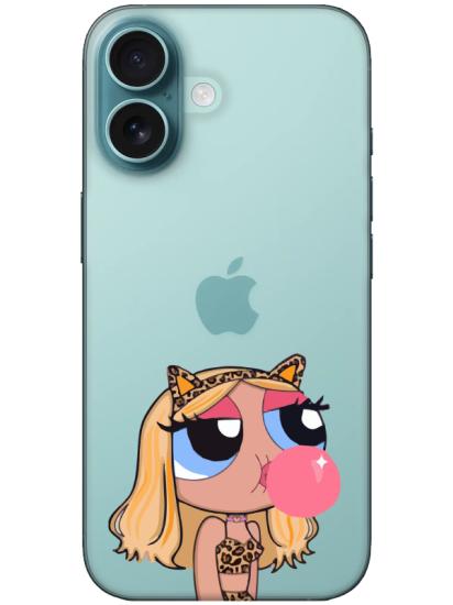 iPhone 16 Plus Powerpuff Girls Şeffaf Telefon Kılıfı