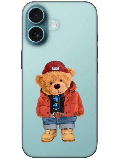 iPhone 16 Teddy Bear Şeffaf Telefon Kılıfı