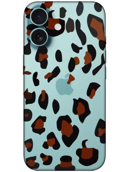 iPhone 16 Plus Leopar Desen Şeffaf Telefon Kılıfı