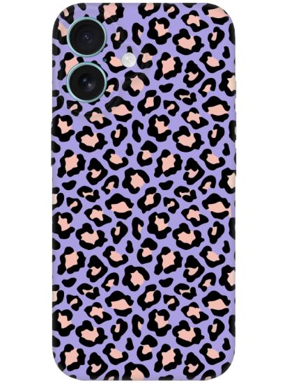 iPhone 16 Plus Leopar Desenli Lila Telefon Kılıfı