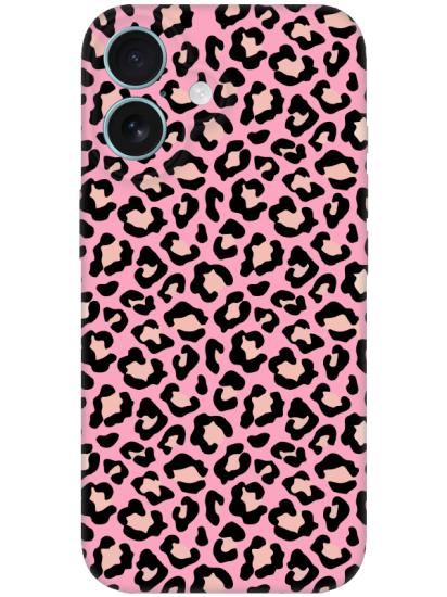 iPhone 16 Plus Leopar Desenli Pembe Telefon Kılıfı