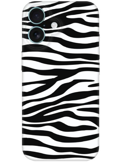 iPhone 16 Plus Zebra Desen Siyah Telefon Kılıfı