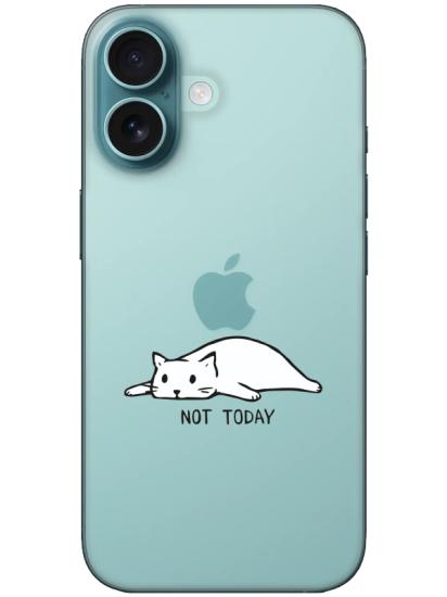 iPhone 16 Not Today Kedi Şeffaf Telefon Kılıfı