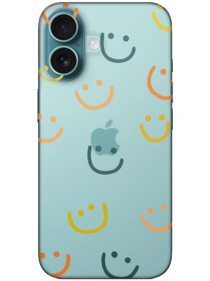 iPhone 16 Emoji Gülen Yüz Şeffaf Telefon Kılıfı