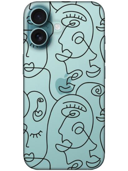 iPhone 16 Face Art Şeffaf Telefon Kılıfı