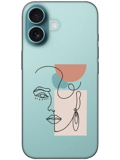 iPhone 16 Women Art Şeffaf Telefon Kılıfı