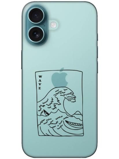 iPhone 16 Kanagawa Wave Şeffaf Telefon Kılıfı