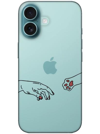 iPhone 16 Hand And Paw Şeffaf Telefon Kılıfı