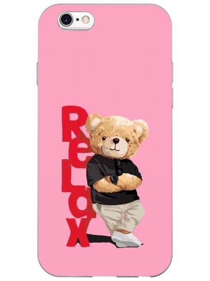 iPhone 6 Teddy Bear Relax Pembe Telefon Kılıfı