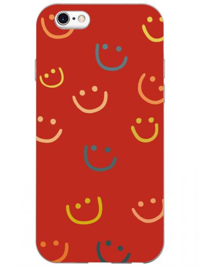 iPhone 6 Plus Emoji Gülen Yüz Kırmızı Telefon Kılıfı