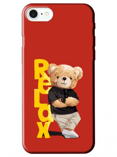 iPhone 7 Teddy Bear Relax Kırmızı Telefon Kılıfı