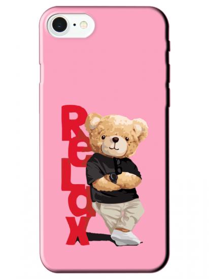 iPhone 7 Teddy Bear Relax Pembe Telefon Kılıfı