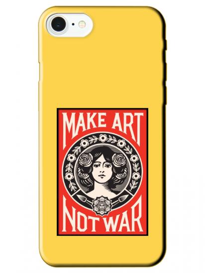 iPhone 7 Make Art Not War Sarı Telefon Kılıfı