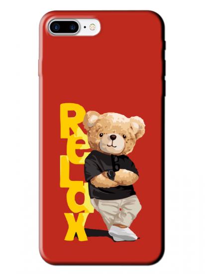 iPhone 7 Plus Teddy Bear Relax Kırmızı Telefon Kılıfı