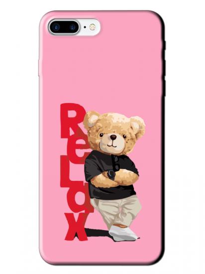 iPhone 7 Plus Teddy Bear Relax Pembe Telefon Kılıfı