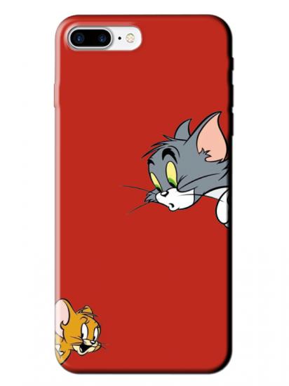 iPhone 7 Plus Tom And Jerry Kırmızı Telefon Kılıfı