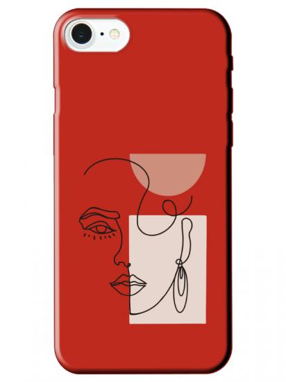 iPhone 8 Women Art Kırmızı Telefon Kılıfı