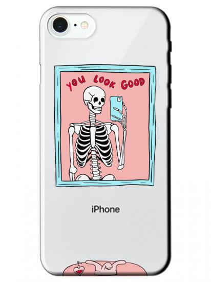 iPhone 8 You Look Good İskelet Şeffaf Telefon Kılıfı