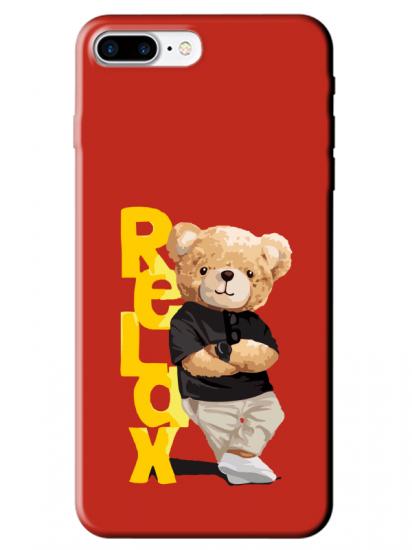 iPhone 8 Plus Teddy Bear Relax Kırmızı Telefon Kılıfı