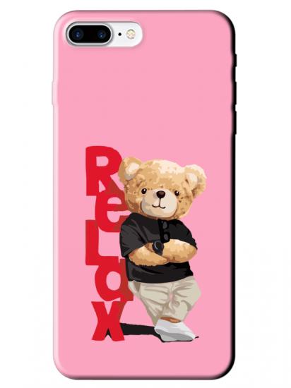 iPhone 8 Plus Teddy Bear Relax Pembe Telefon Kılıfı