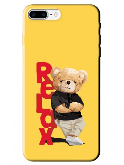 iPhone 8 Plus Teddy Bear Relax Sarı Telefon Kılıfı