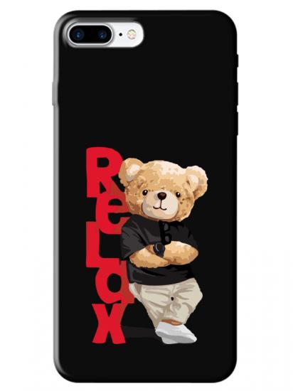 iPhone 8 Plus Teddy Bear Relax Siyah Telefon Kılıfı