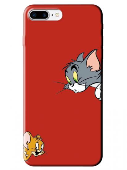 iPhone 8 Plus Tom And Jerry Kırmızı Telefon Kılıfı