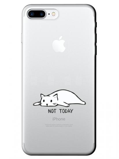 iPhone 8 Plus Not Today Kedi Şeffaf Telefon Kılıfı