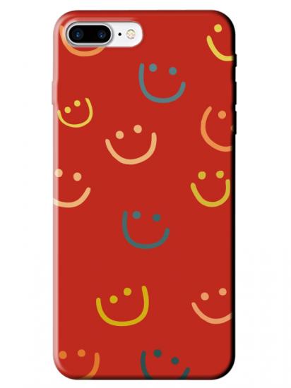 iPhone 8 Plus Emoji Gülen Yüz Kırmızı Telefon Kılıfı