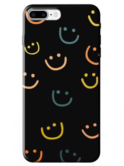 iPhone 8 Plus Emoji Gülen Yüz Siyah Telefon Kılıfı