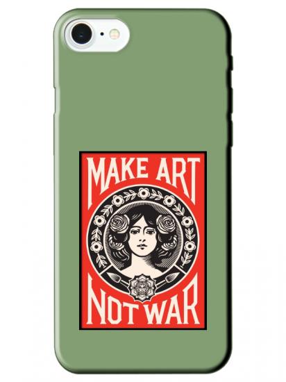 iPhone SE 2020 Make Art Not War Yeşil Telefon Kılıfı