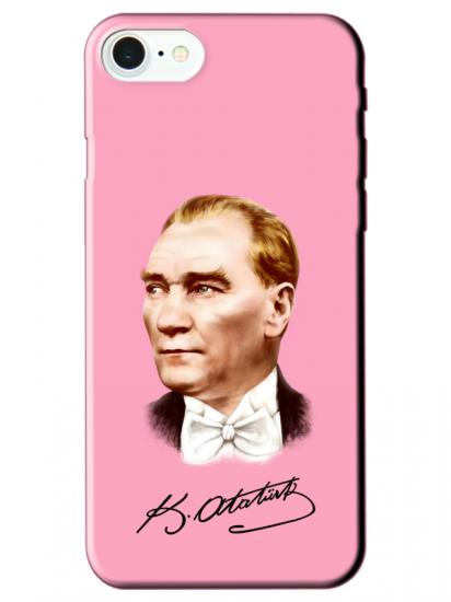 iPhone SE 2022 Atatürk İmzalı Pembe Telefon Kılıfı