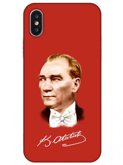 iPhone X Atatürk İmzalı Kırmızı Telefon Kılıfı