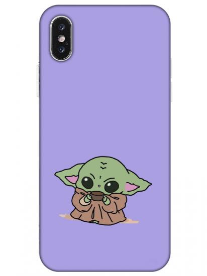 iPhone X Baby Yoda Lila Telefon Kılıfı