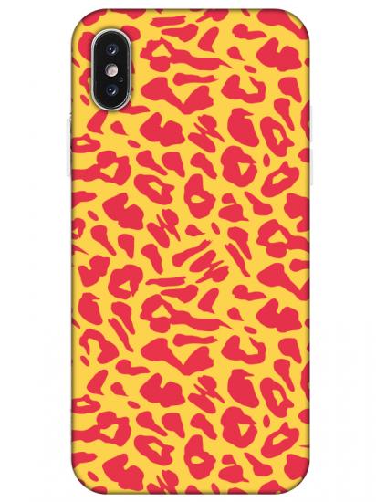 iPhone X Leopar Desenli Sarı Telefon Kılıfı