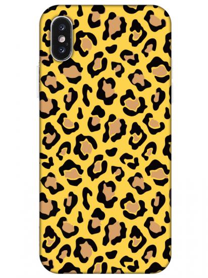 iPhone X Leopar Desenli Sarı Telefon Kılıfı