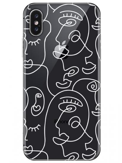 iPhone X Face Art Şeffaf Telefon Kılıfı