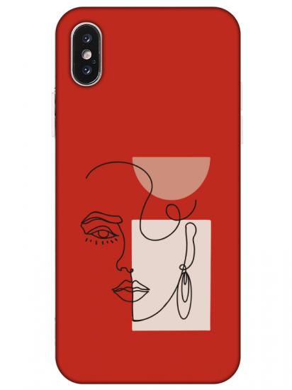 iPhone X Women Art Kırmızı Telefon Kılıfı