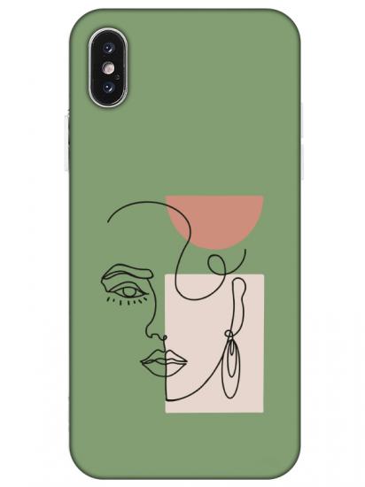 iPhone X Women Art Yeşil Telefon Kılıfı